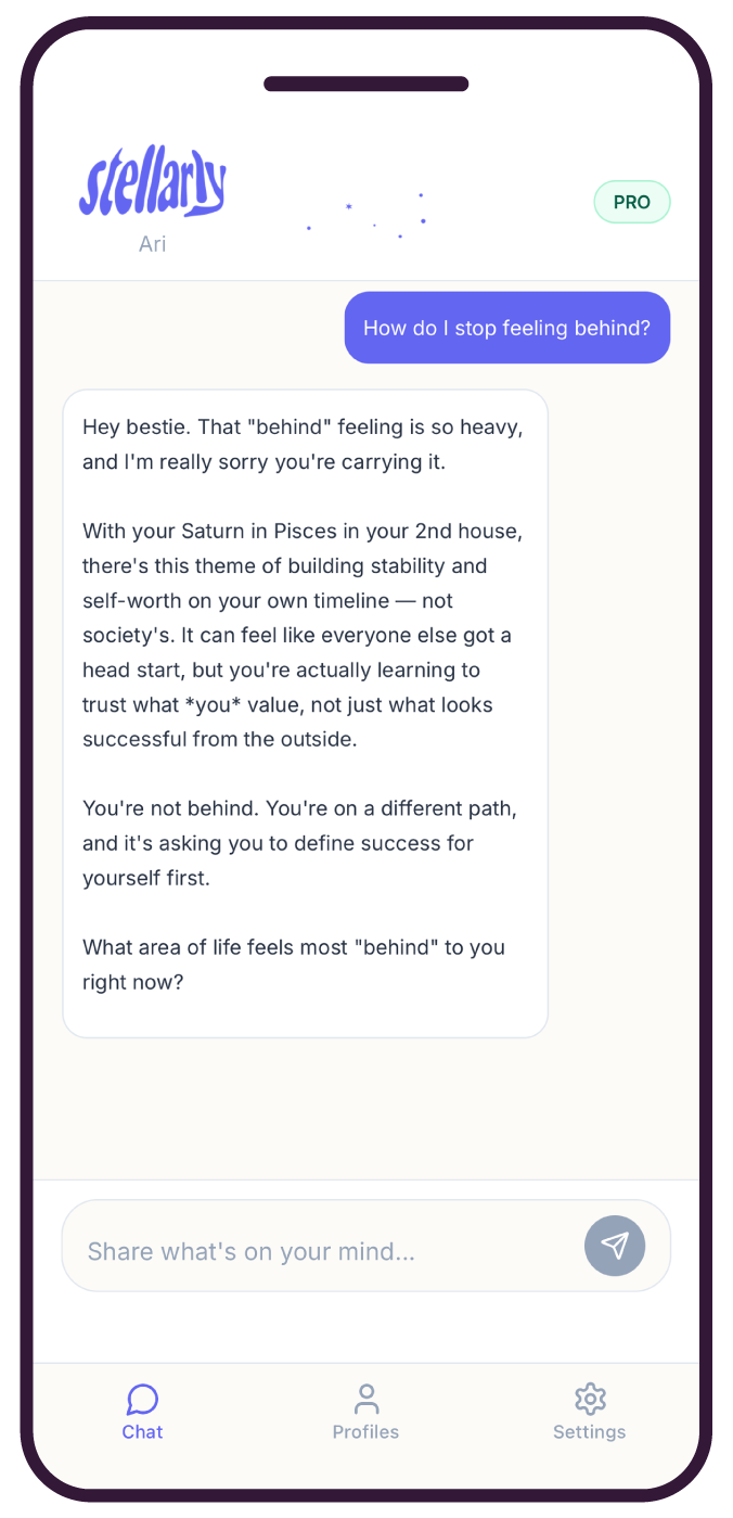 Stellarly chat preview showing a second conversation example